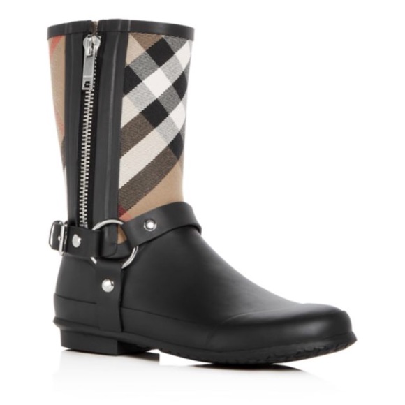 burberry women's zane signature check rain boots